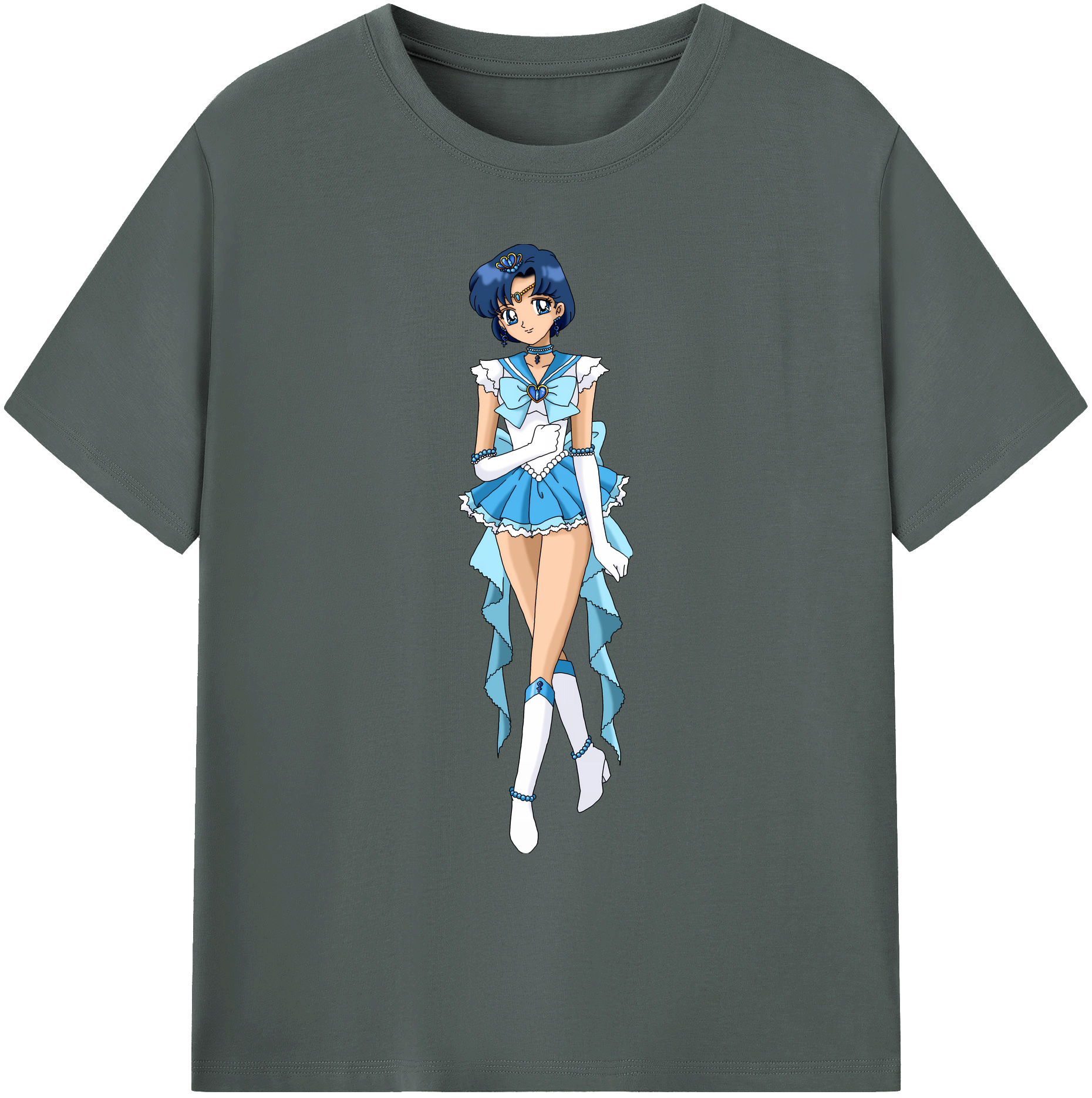 （画像用） 美少女戦士セーラームーン 水野 亜美 みずの あみ Sailor Moon Mizuno Ami 綿100％ メンズ半袖Tシャツ｜肌触りやわらか＆通気性